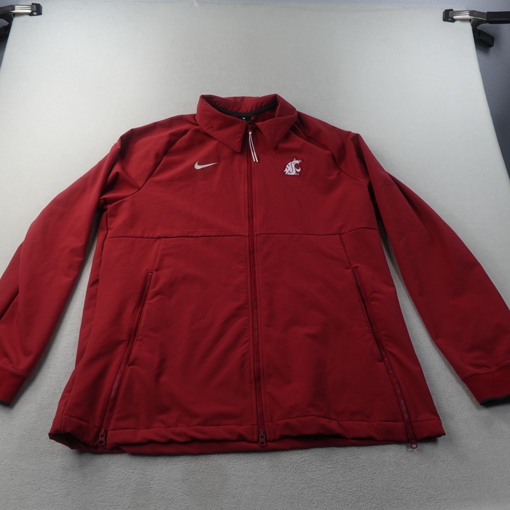Nike Washington State Cougars Jacket Mens L Red WSU Full Zip Coaches NCAA